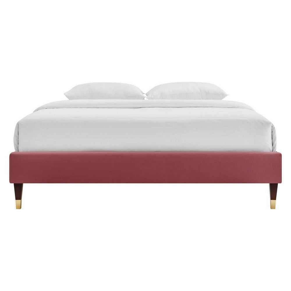 Harlow Twin Performance Velvet Platform Bed Frame - No Shipping Charges MDY-MOD-6268-DUS