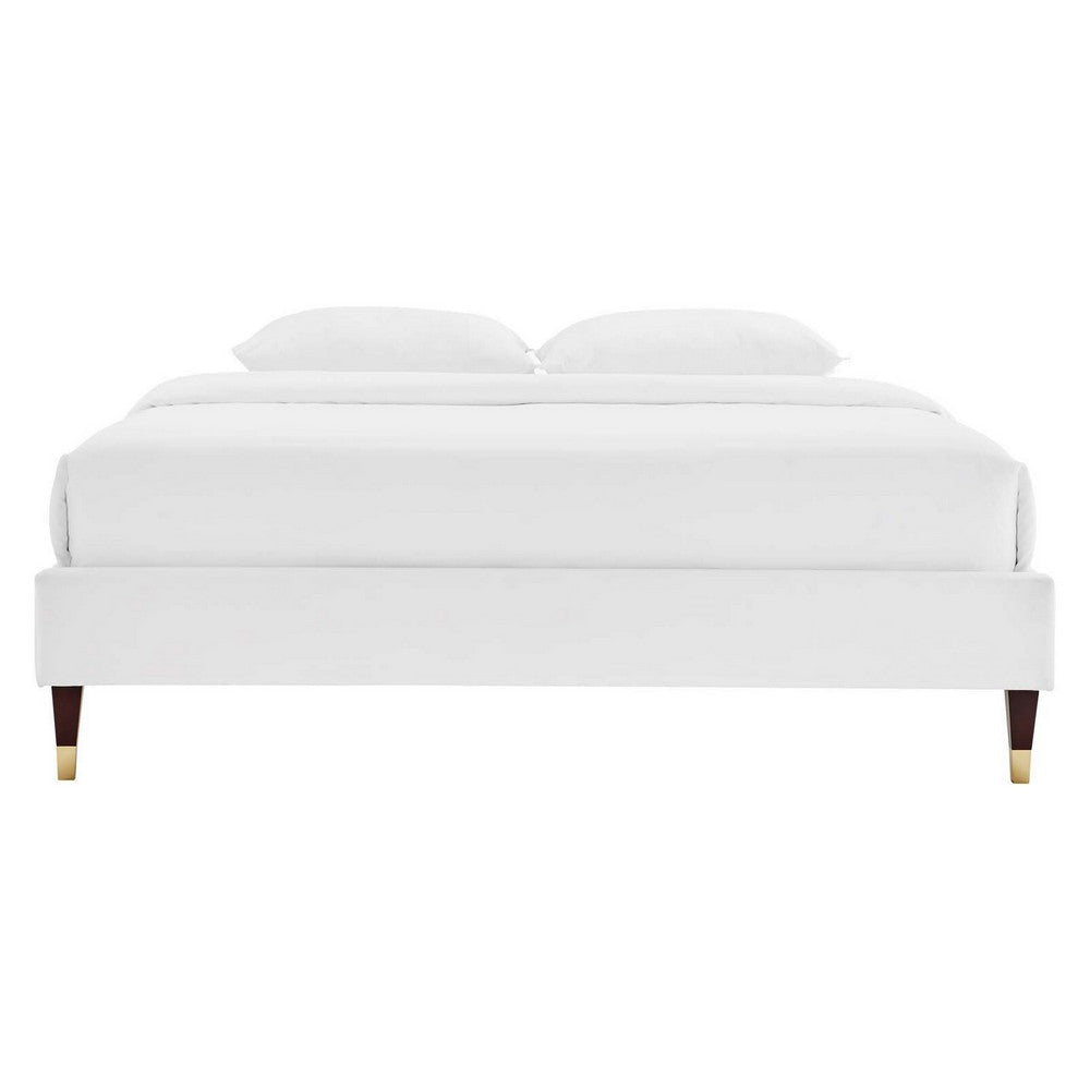 Harlow Twin Performance Velvet Platform Bed Frame - No Shipping Charges MDY-MOD-6268-WHI