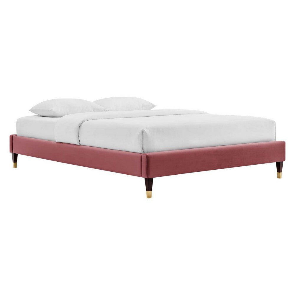 Modway MOD-6269-DUS Harlow Full Performance Velvet Platform Bed Frame, Dusty Rose