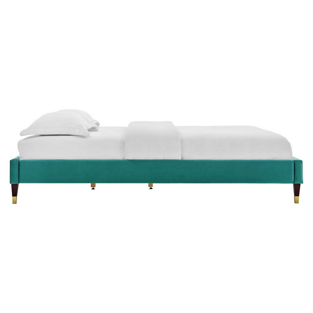 Harlow Full Performance Velvet Platform Bed Frame - No Shipping Charges MDY-MOD-6269-TEA