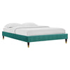 Modway MOD-6269-TEA Harlow Full Performance Velvet Platform Bed Frame, Teal