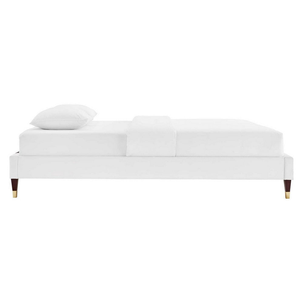 Modway MOD-6269-WHI Harlow Full Performance Velvet Platform Bed Frame White MDY-MOD-6269-WHI