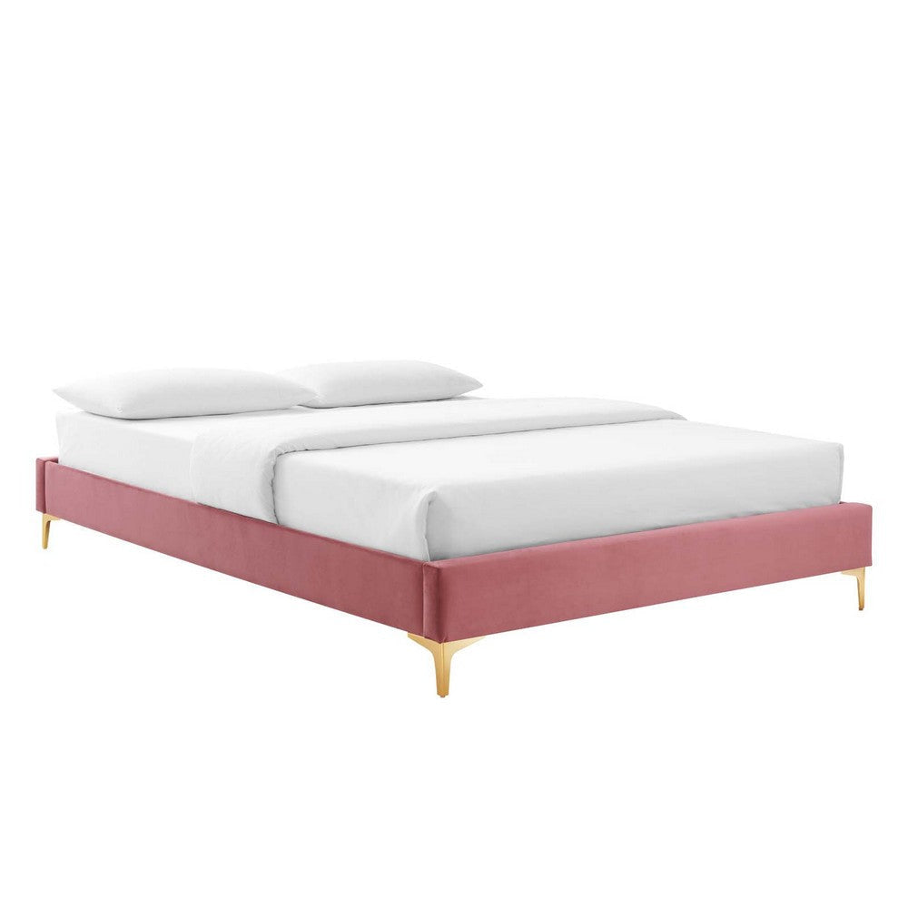 Modway MOD-6275-DUS Sutton Queen Performance Velvet Bed Frame, Dusty Rose