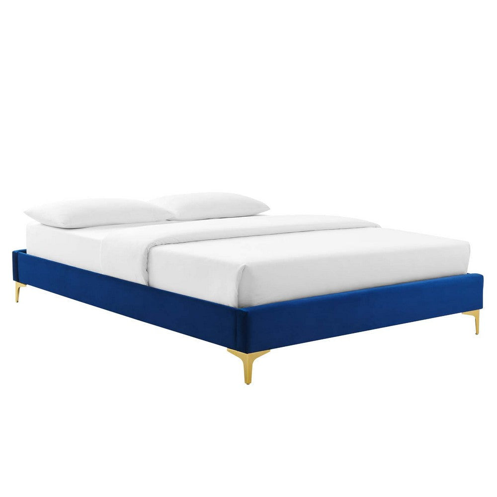 Modway MOD-6275-NAV Sutton Queen Performance Velvet Bed Frame, Navy