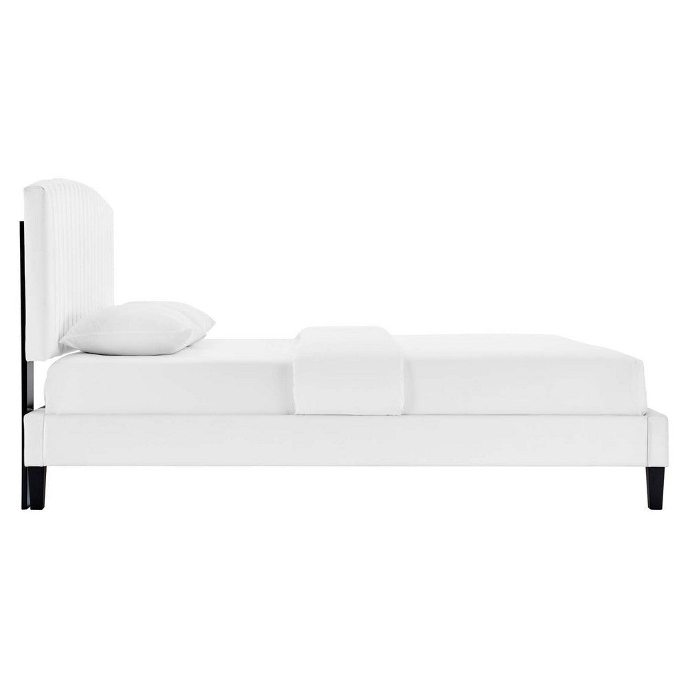 Modway Alessi Performance Velvet Platform Bed Queen (U.S. Standard) White MDY-MOD-6283-WHI