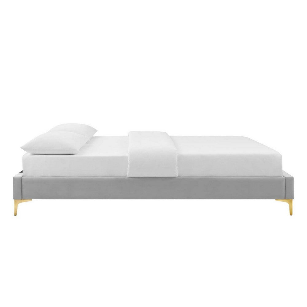 Modway MOD-6305-LGR Sutton Twin Performance Velvet Bed Frame Light Gray MDY-MOD-6305-LGR