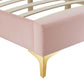 Modway MOD-6305-PNK Sutton Twin Performance Velvet Bed Frame Pink MDY-MOD-6305-PNK