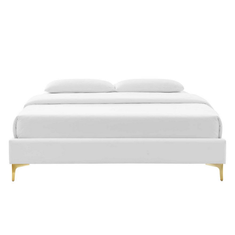 Modway MOD-6305-WHI Sutton Twin Performance Velvet Bed Frame White MDY-MOD-6305-WHI