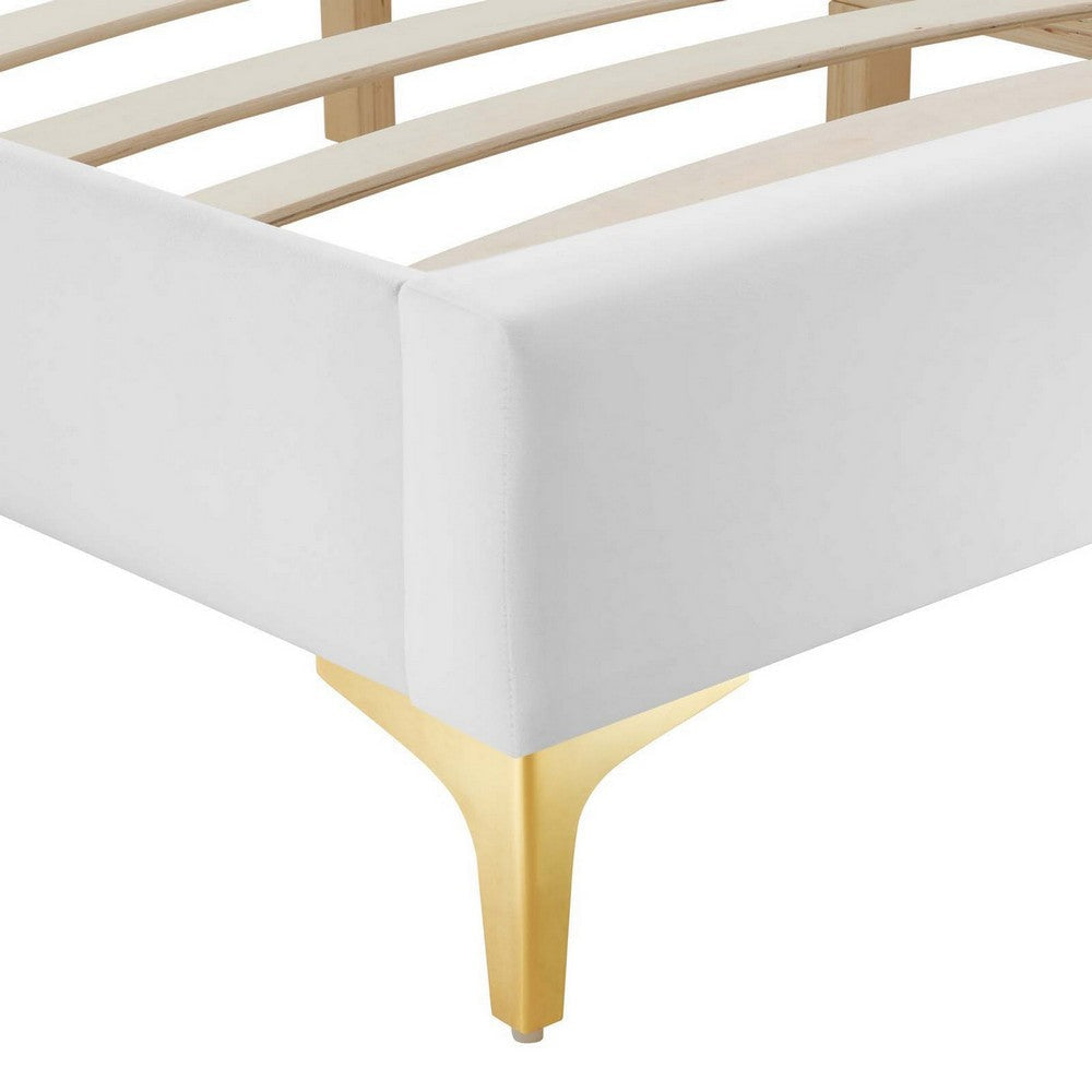 Modway MOD-6305-WHI Sutton Twin Performance Velvet Bed Frame White MDY-MOD-6305-WHI