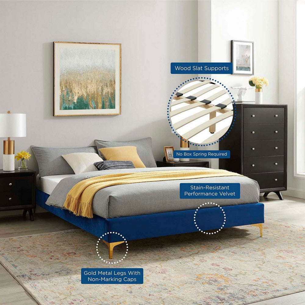 Modway MOD-6306-NAV Sutton Full Performance Velvet Bed Frame Navy MDY-MOD-6306-NAV