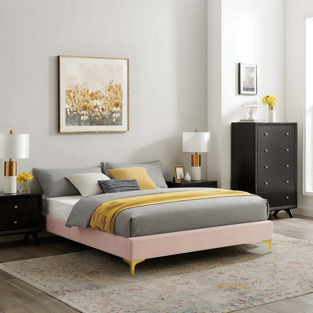 Modway MOD-6306-PNK Sutton Full Performance Velvet Bed Frame Pink MDY-MOD-6306-PNK