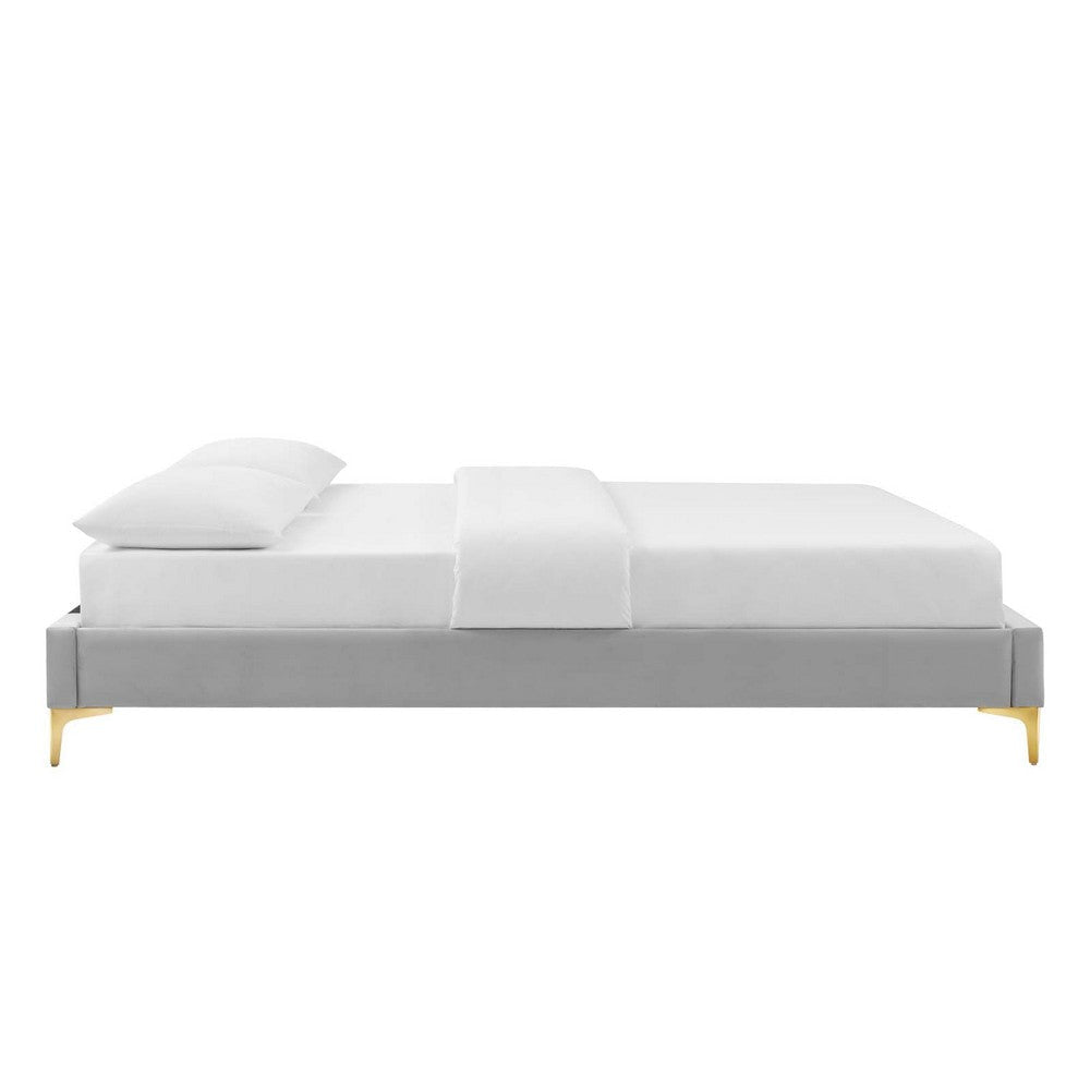 Modway MOD-6307-LGR Sutton King Performance Velvet Bed Frame Light Gray MDY-MOD-6307-LGR