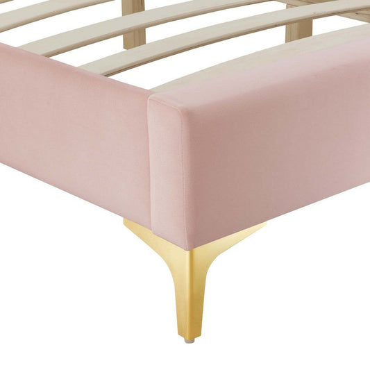 Modway MOD-6307-DUS Sutton King Performance Velvet Bed Frame, Dusty Rose