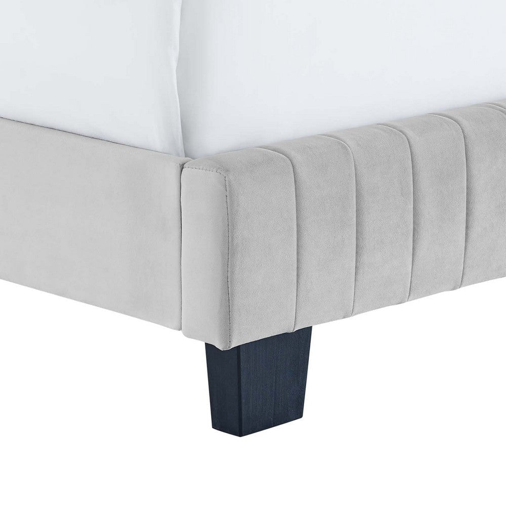 Modway Celine Channel Tufted Performance Velvet Bed King Light Gray MDY-MOD-6329-LGR