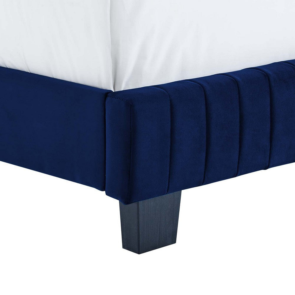 Modway Celine Channel Tufted Performance Velvet Bed King Navy MDY-MOD-6329-NAV