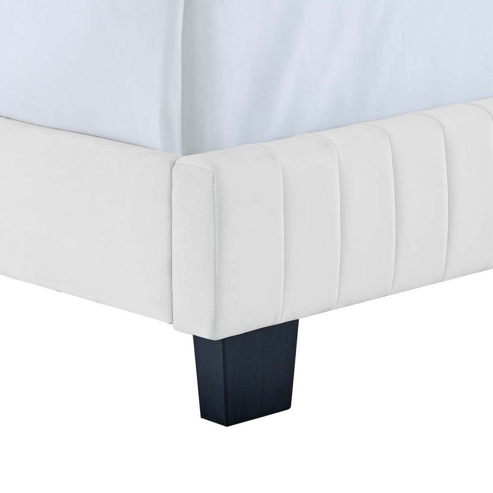 Modway Celine Channel Tufted Performance Velvet Bed King White MDY-MOD-6329-WHI