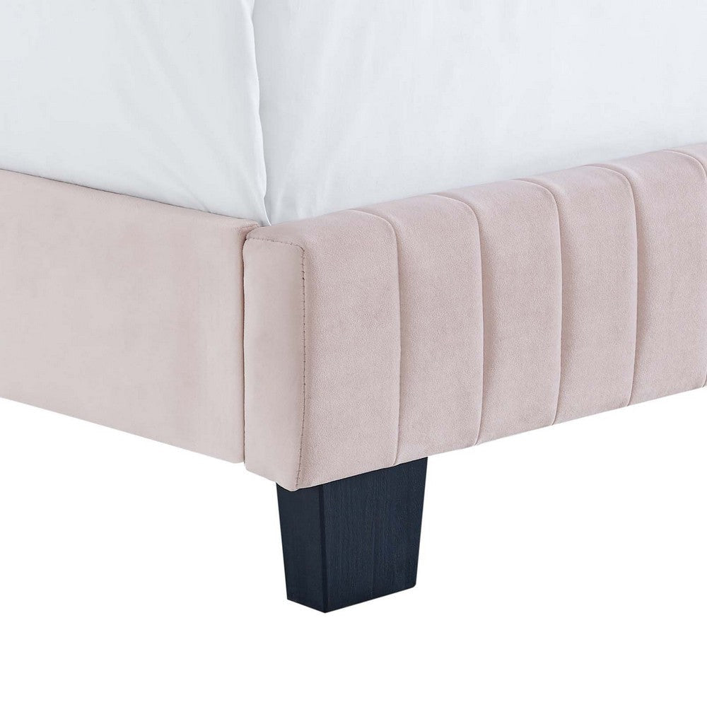 Modway Celine Channel Tufted Performance Velvet Full Bed in Pink MDY-MOD-6331-PNK