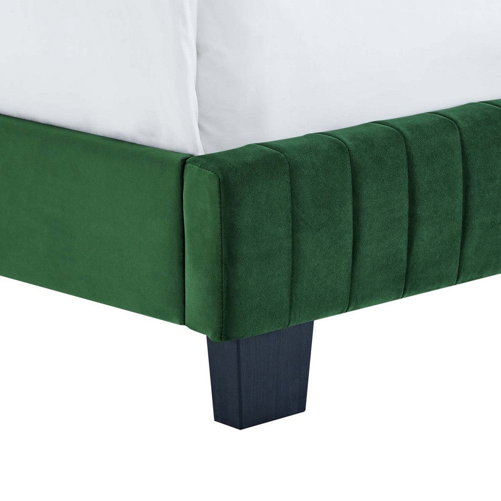 Modway Celine Channel Tufted Performance Velvet Bed Twin Emerald MDY-MOD-6332-EME