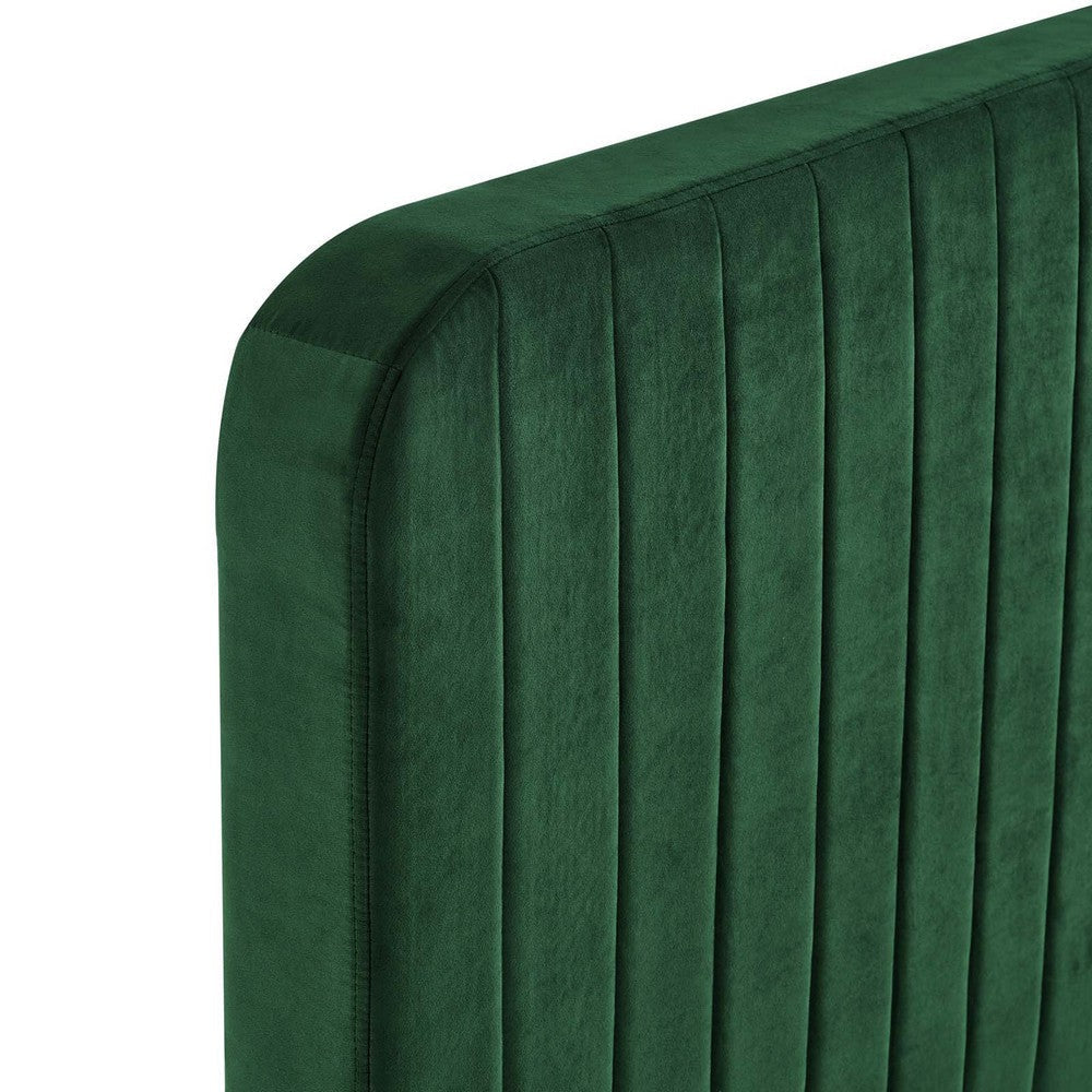 Modway Celine Channel Tufted Performance Velvet Platform Bed King Emerald MDY-MOD-6333-EME