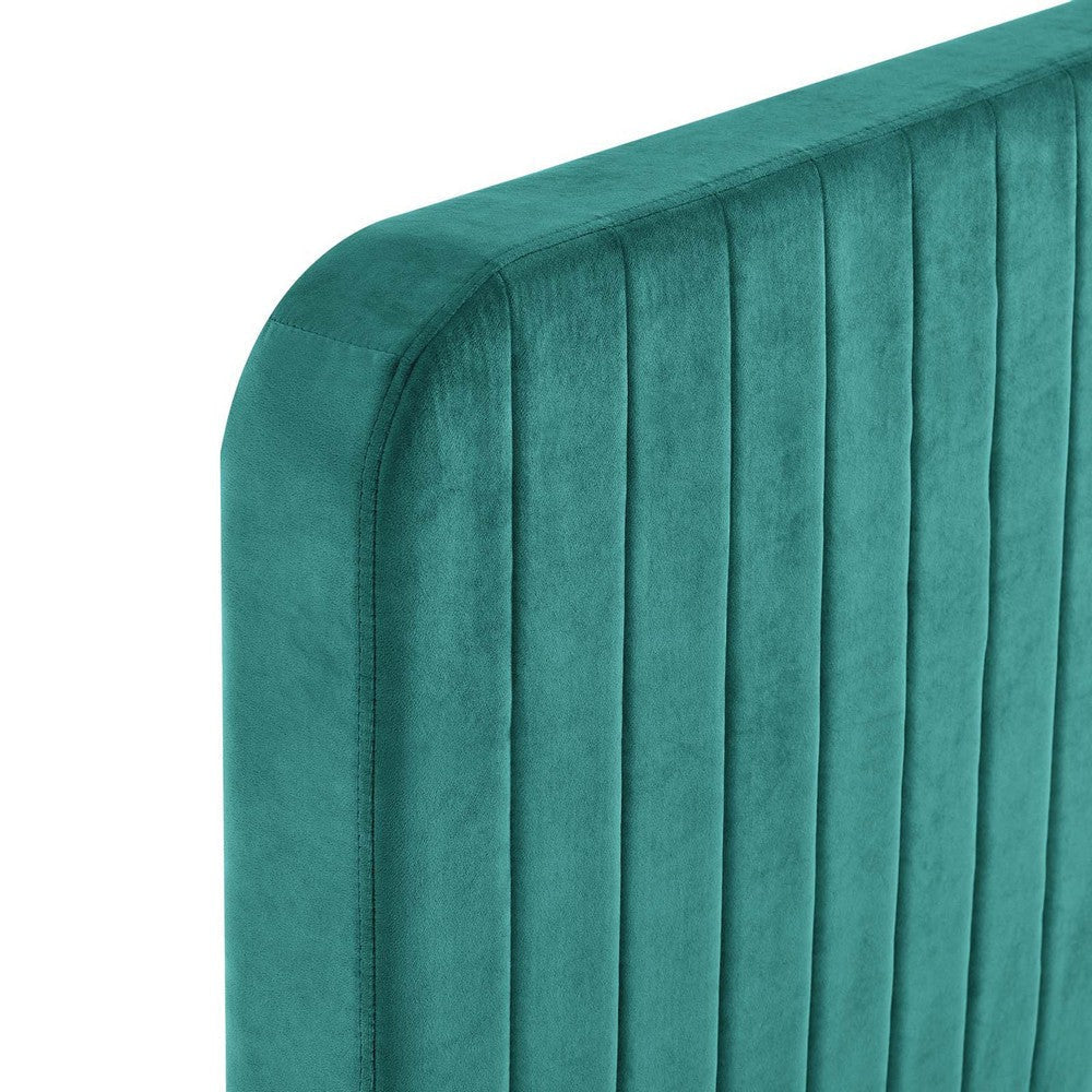 Modway Celine Channel Tufted Performance Velvet Platform Bed Queen Teal MDY-MOD-6334-TEA