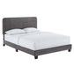 Modway Celine Channel Tufted Performance Velvet Twin Platform Bed in Gray