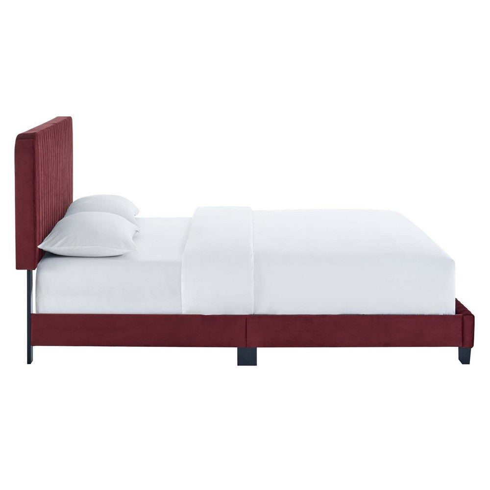 Celine Channel Tufted Performance Velvet Twin Platform Bed - No Shipping Charges MDY-MOD-6336-MAR