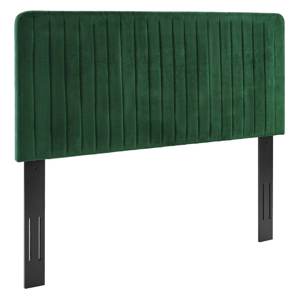 Modway Milenna Channel Tufted Performance Velvet Twin Headboard in Emerald