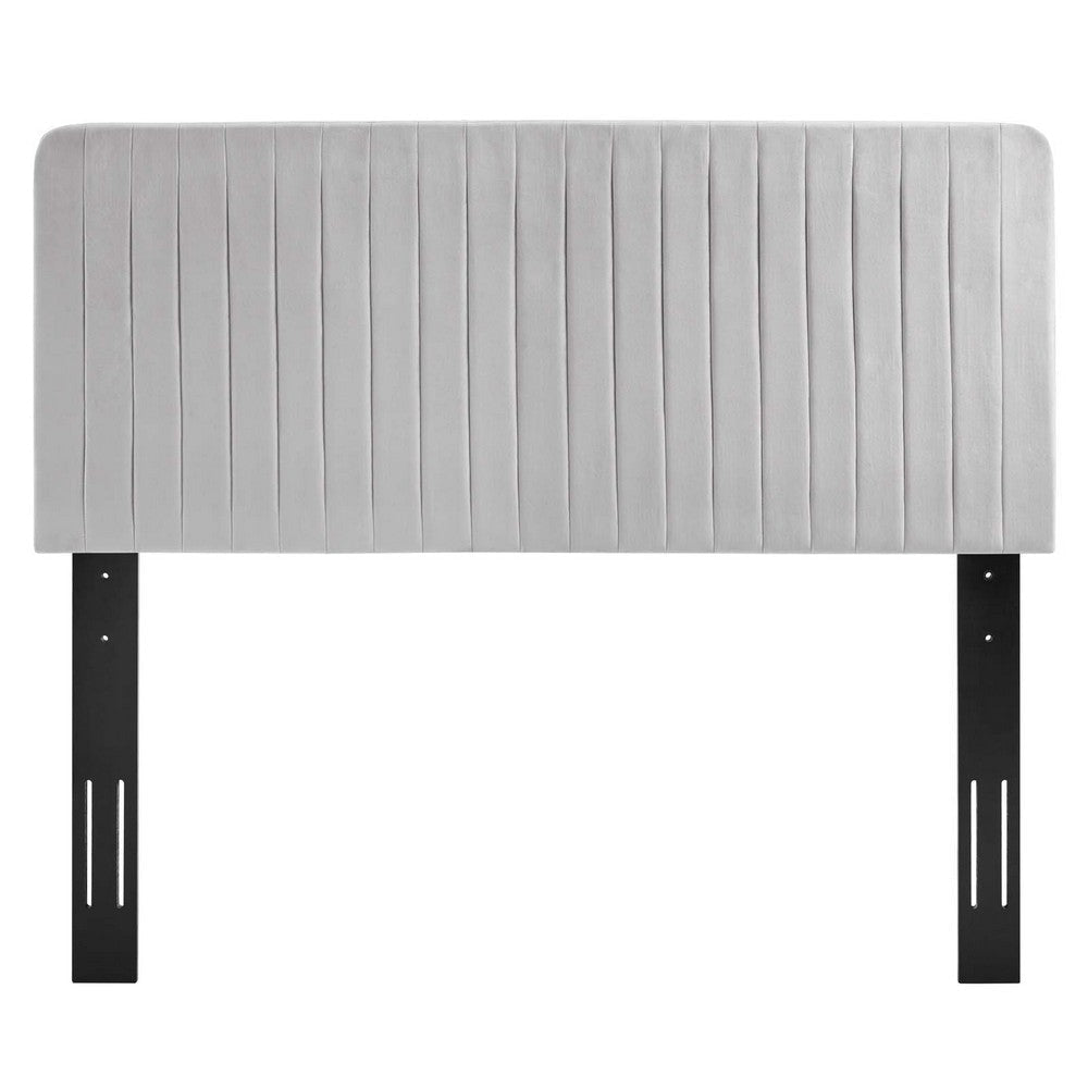 Modway Milenna Channel Tufted Performance Velvet Twin Headboard in Light Gray MDY-MOD-6337-LGR