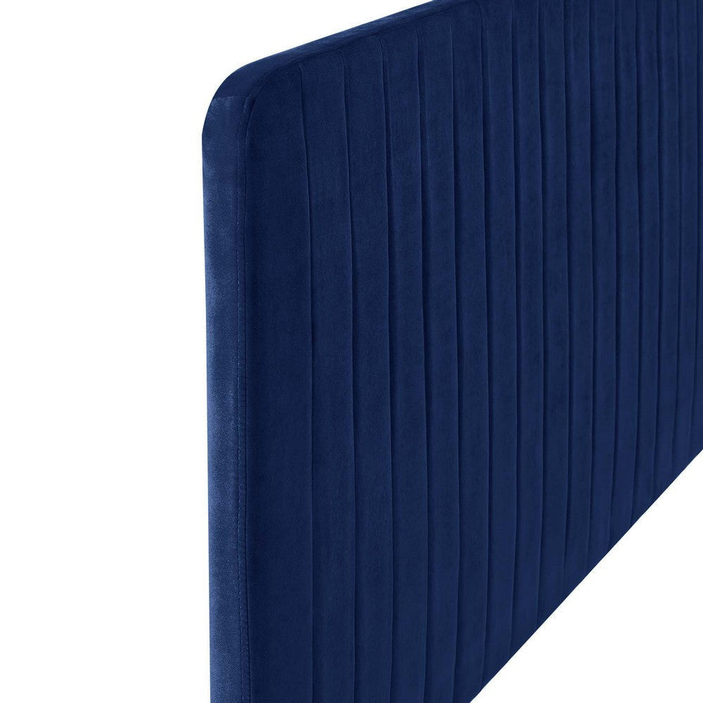 Modway Milenna Channel Tufted Performance Velvet Twin Headboard in Navy MDY-MOD-6337-NAV