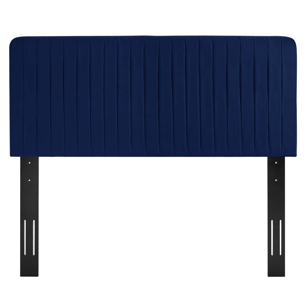 Modway Milenna Channel Tufted Performance Velvet Twin Headboard in Navy MDY-MOD-6337-NAV