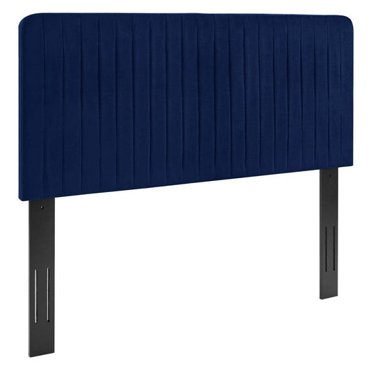 Modway Milenna Channel Tufted Performance Velvet Full/Queen Headboard in Navy