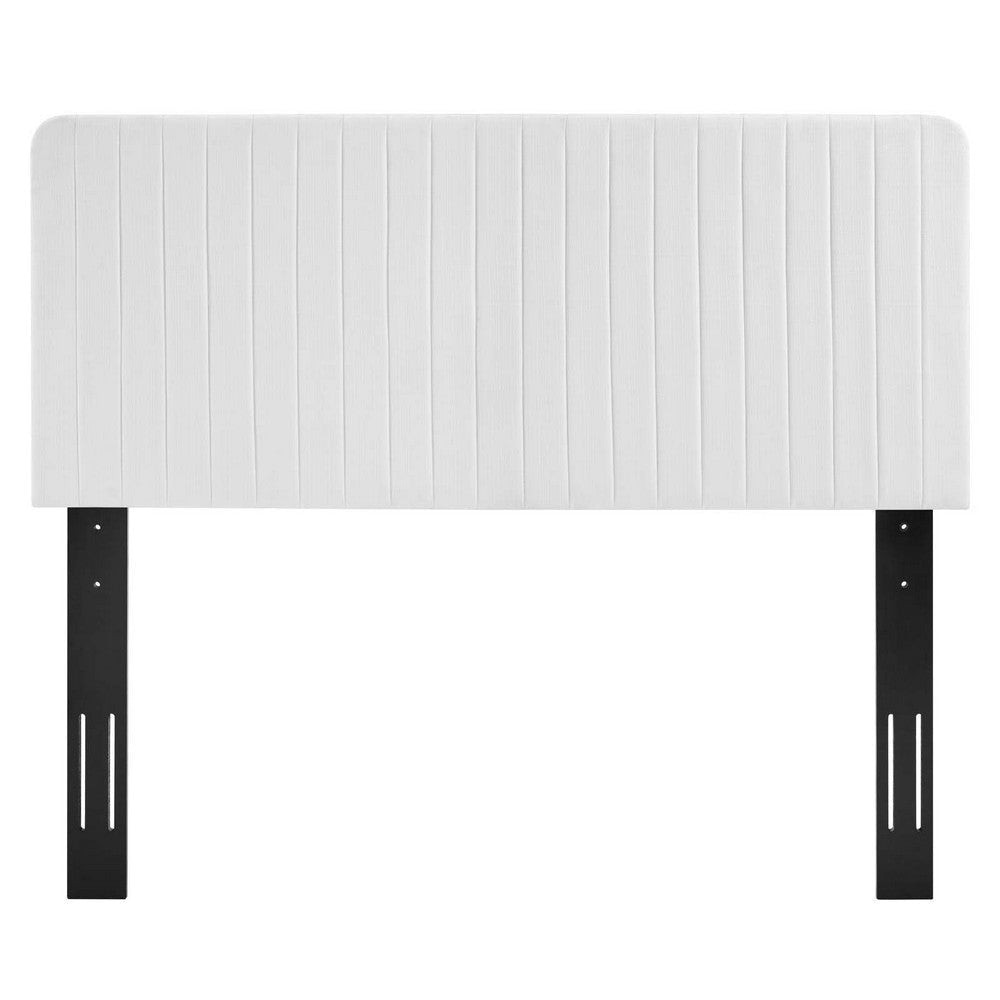 Modway Milenna Channel Tufted Fabric Full/Queen Headboard in White MDY-MOD-6340-WHI