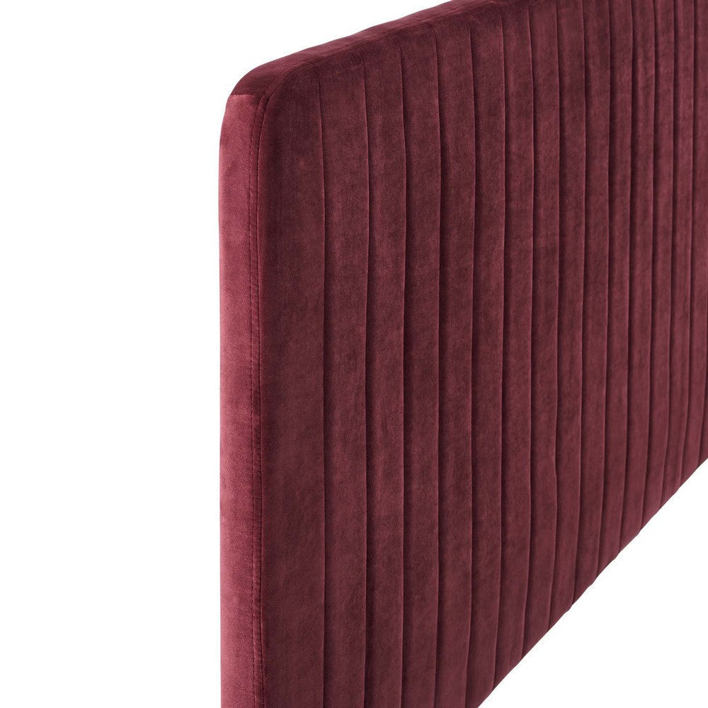 Modway Milenna Channel Tufted Performance Velvet King/California King Headboard in Maroon MDY-MOD-6341-MAR