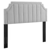 Modway Alyona Channel Tufted Performance Velvet Twin Headboard in Light Gray