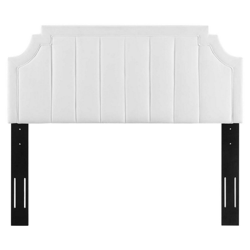 Modway Alyona Channel Tufted Performance Velvet Twin Headboard in White MDY-MOD-6346-WHI