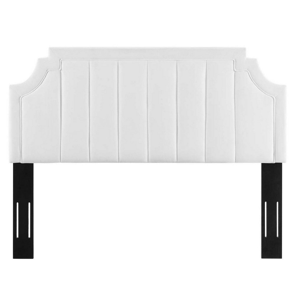 Modway Alyona Channel Tufted Performance Velvet Twin Headboard in White MDY-MOD-6346-WHI