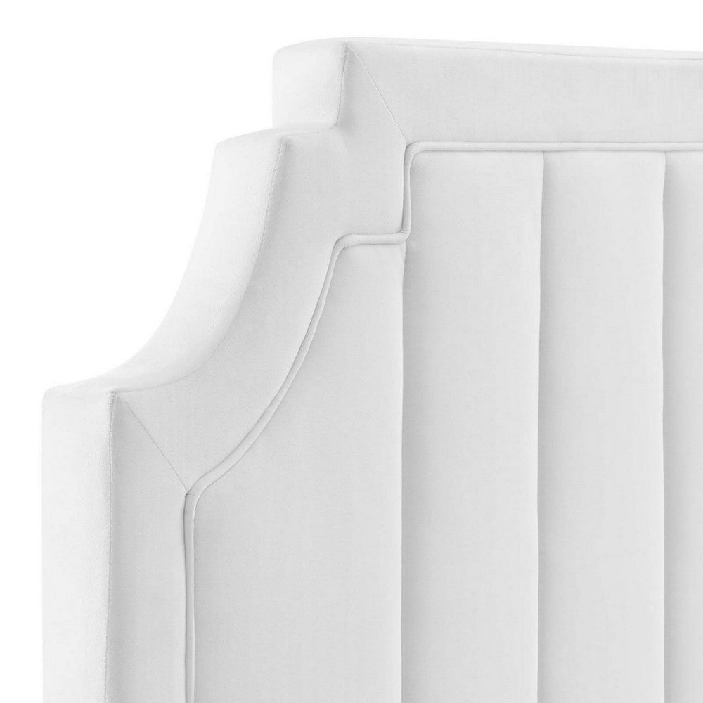 Modway Alyona Channel Tufted Performance Velvet Twin Headboard in White MDY-MOD-6346-WHI