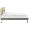 Modway Sidney Cane Rattan and Wood Queen Platform Bed in Gray with Splayed Legs MDY-MOD-6370-GRY