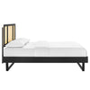 Modway Kelsea Cane and Wood Queen Platform Bed with Angular Legs in Black MDY-MOD-6372-BLK