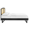 Modway Sierra Cane and Wood Queen Platform Bed with Angular Legs in Black MDY-MOD-6375-BLK