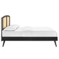 Modway Sierra Cane and Wood Queen Platform Bed with Splayed Legs in Black MDY-MOD-6376-BLK