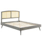 Modway Sierra Cane and Wood Queen Platform Bed with Splayed Legs in Gray MDY-MOD-6376-GRY