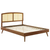 Modway Sierra Cane and Wood Queen Platform Bed with Splayed Legs in Walnut MDY-MOD-6376-WAL