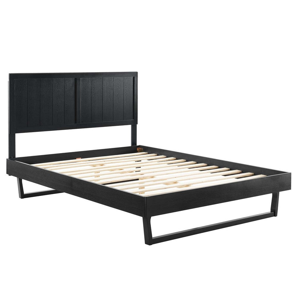 Modway Alana Wood Queen Platform Bed in Black with Angular Frame MDY-MOD-6378-BLK