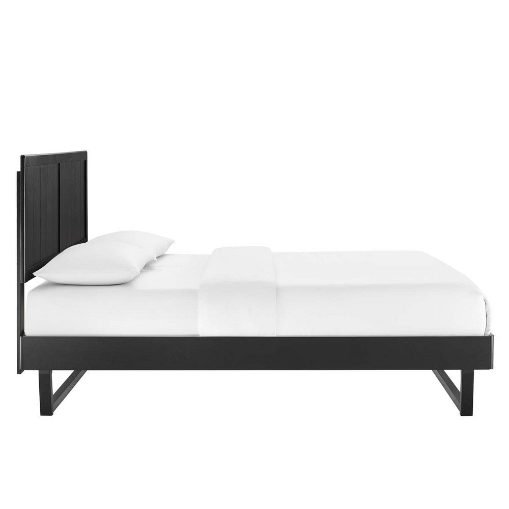 Modway Alana Wood Queen Platform Bed in Black with Angular Frame MDY-MOD-6378-BLK