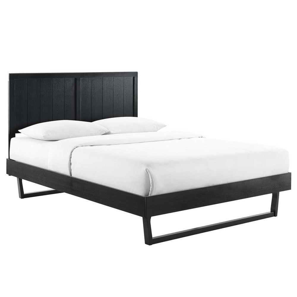 Modway Alana Wood Queen Platform Bed in Black with Angular Frame