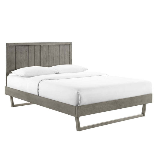 Modway Alana Wood Queen Platform Bed in Gray with Angular Frame