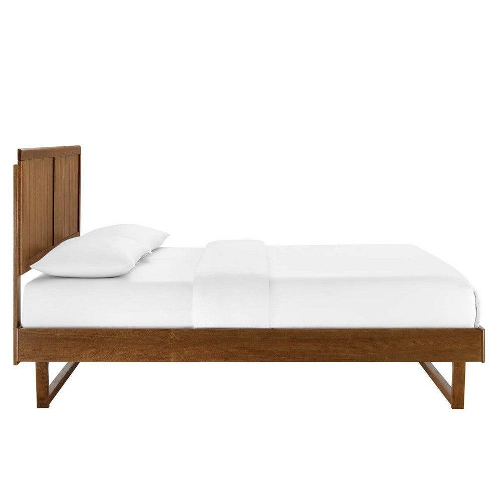 Modway Alana Wood Queen Platform Bed in Walnut with Angular Frame MDY-MOD-6378-WAL