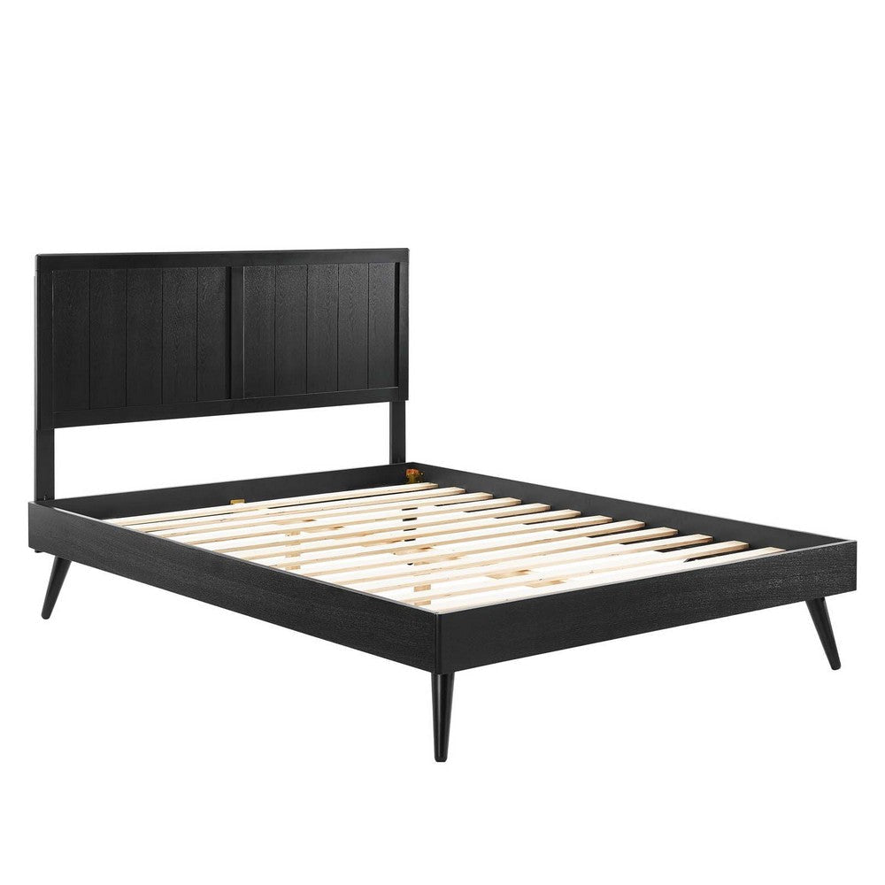 Modway Alana Wood Queen Platform Bed in Black with Splayed Legs MDY-MOD-6379-BLK