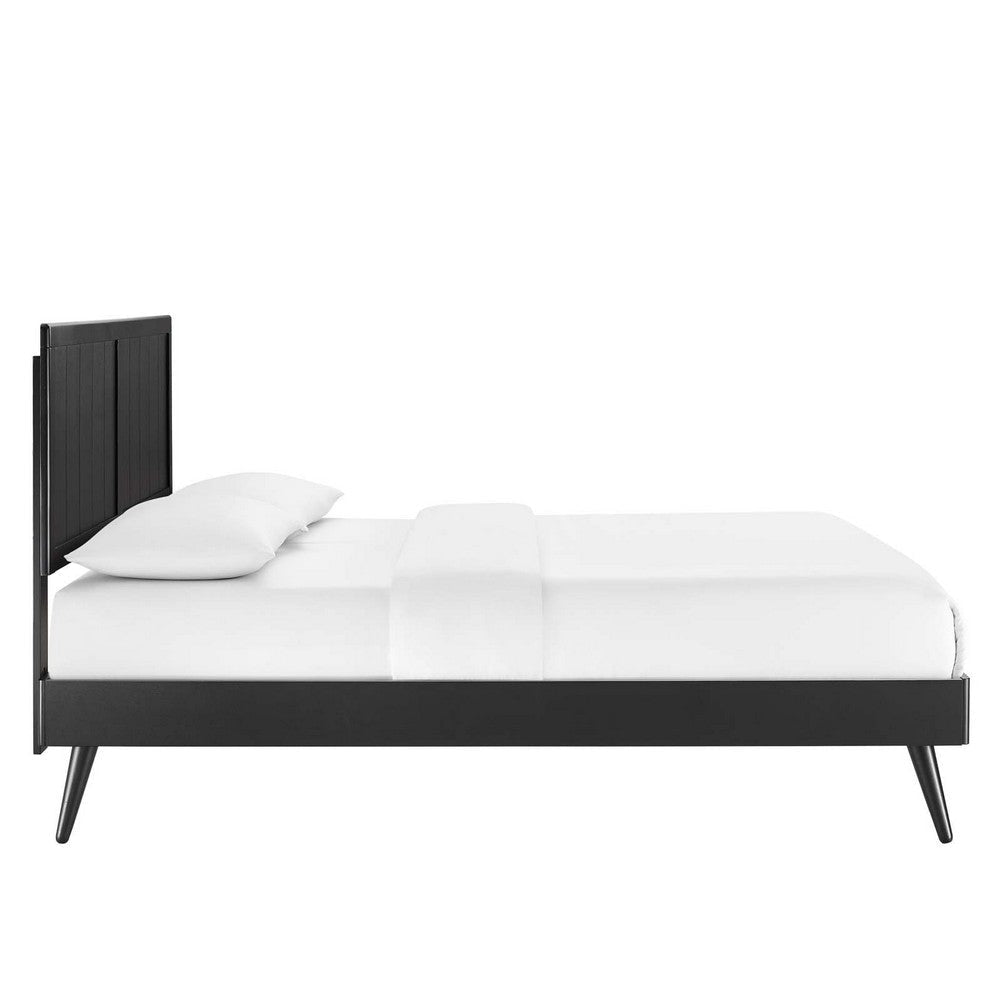 Modway Alana Wood Queen Platform Bed in Black with Splayed Legs MDY-MOD-6379-BLK